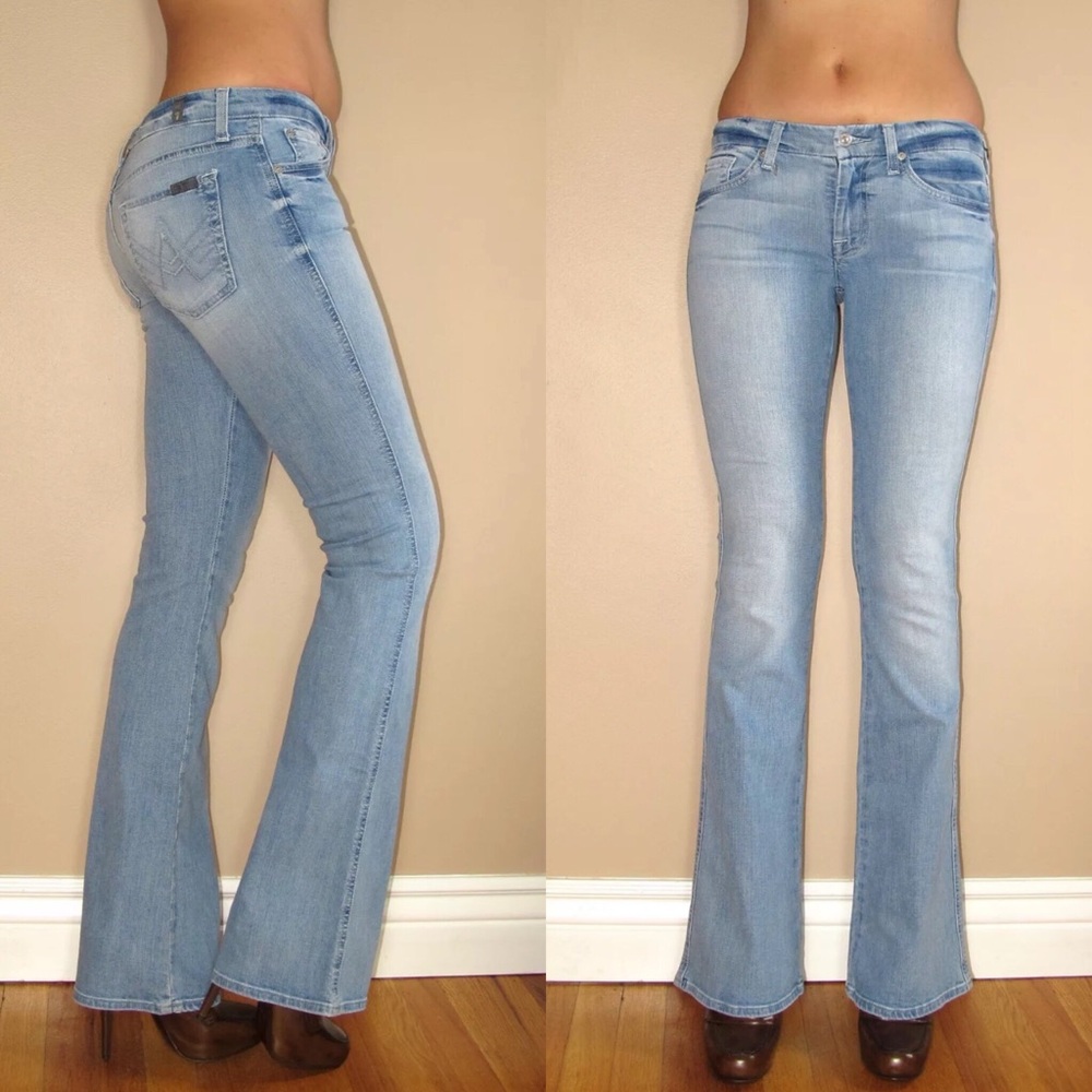 ๐ 7 For All Mankind Low Rise Y2K Light Vintage Bootcut Jeans 27 Fits Like 25-26 - Picture 1 of 8